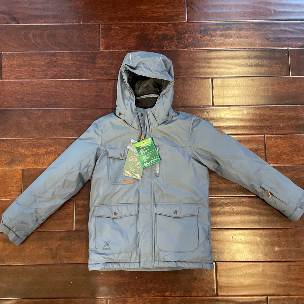 New Kamik Stark Boys Size 12 Winter Jacket in Color Cement (Slate Blue)